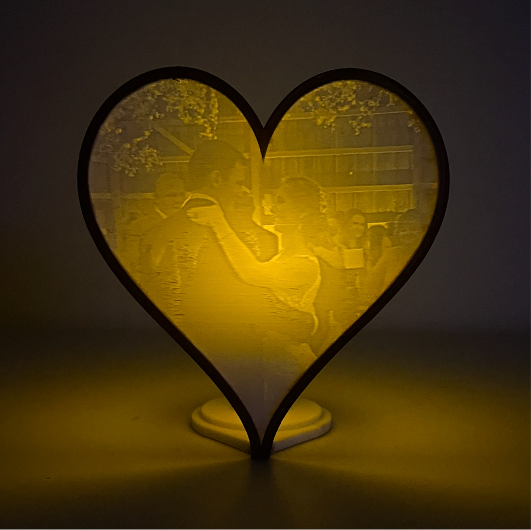 Heart Lithophane LED Candle Holder